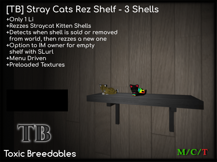 Stray Cats Rez shelf (3 or 6 Shells)