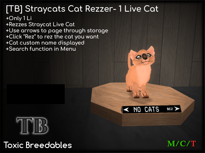 Stray Cats Live Cat Storage & Rezzer (1 Cat)